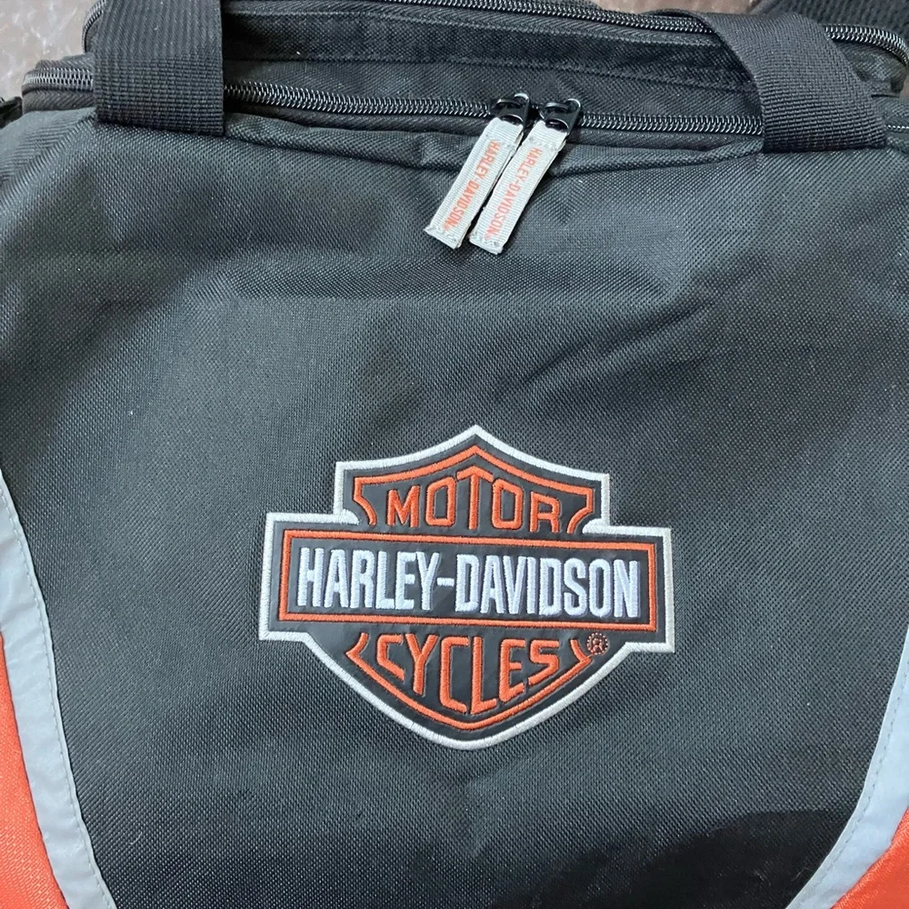 Harley Davidson Orange and Black Duffel Bag